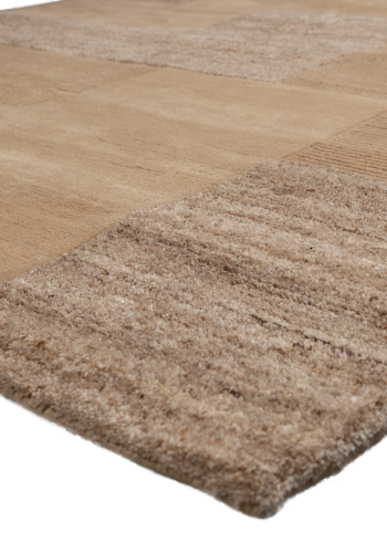 WOOOD Noven handv&auml;vd matta ull/bomull sand 170x240 cm