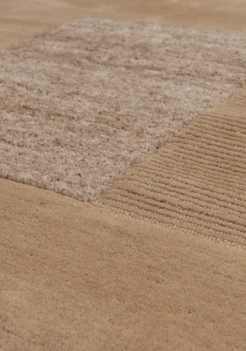 WOOOD Noven handv&auml;vd matta ull/bomull sand 170x240 cm