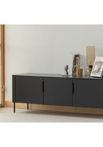 WOOOD Gunnar TV-sk�p 154 cm furu mattsvart [Fsc]