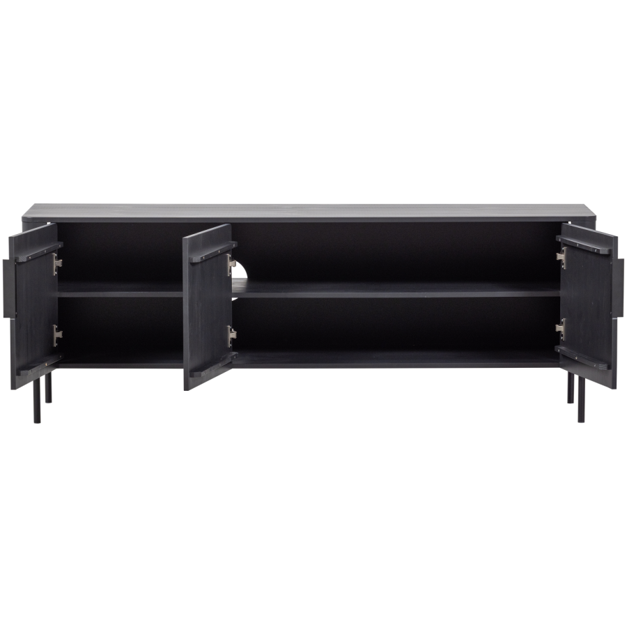 WOOOD Gunnar TV-skap 154 cm furu matt svart [Fsc]