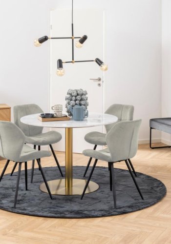 ACT NORDIC Petri Esszimmerstuhl - Sandpolyester und schwarzes Metall