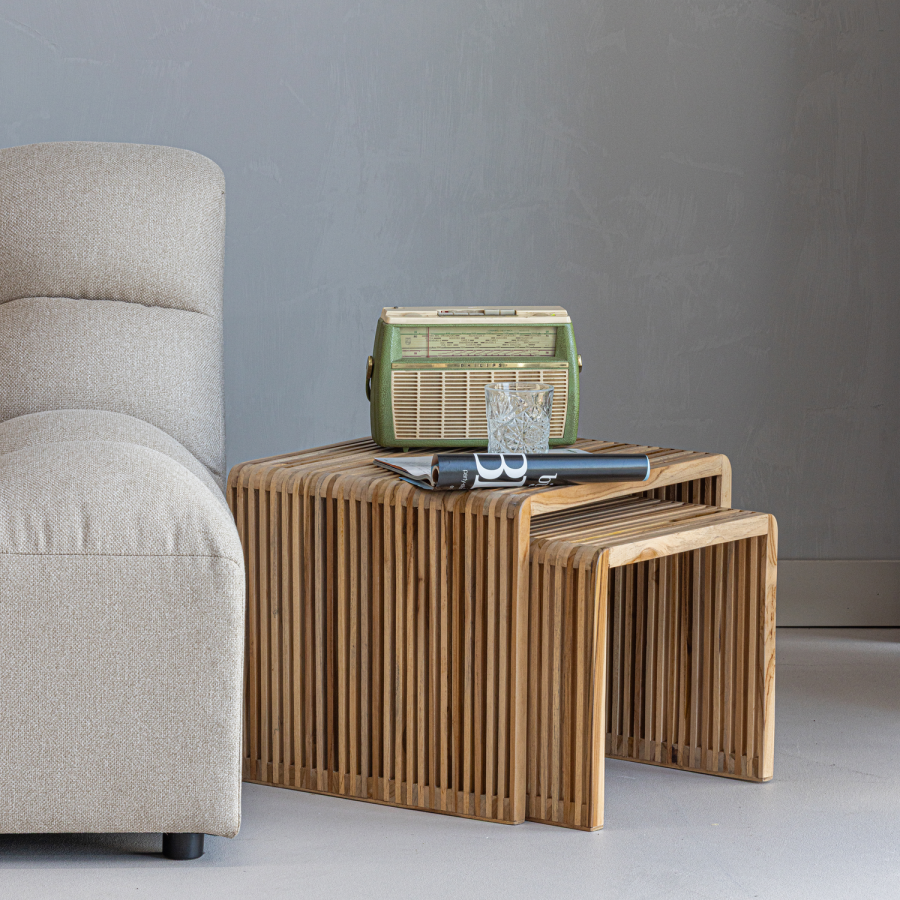 WOOOD Jasmijn sidebord resirkulert teak natur - sett med 2