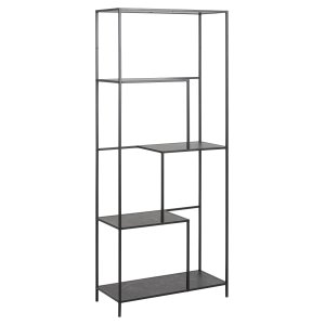 ACT NORDIC Infinity reol, m. 4 hylder - sort marmor melamin og sort metal(H:170cm x72cm x 32cm)