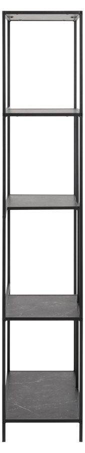 ACT NORDIC Infinity reol, m. 4 hylder - sort marmor melamin og sort metal(H:170cm x72cm x 32cm)