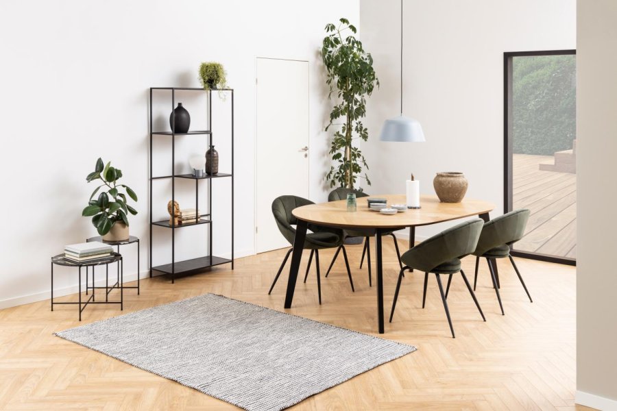 ACT NORDIC Infinity reol, m. 4 hylder - sort marmor melamin og sort metal(H:170cm x72cm x 32cm)