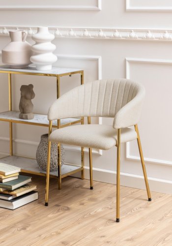 ACT NORDIC Ann spisebordsstol, m. armln - beige polyester og gylden krom metal
