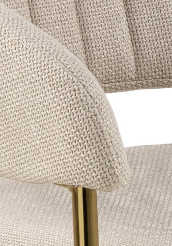 ACT NORDIC Ann spisebordsstol, m. armln - beige polyester og gylden krom metal