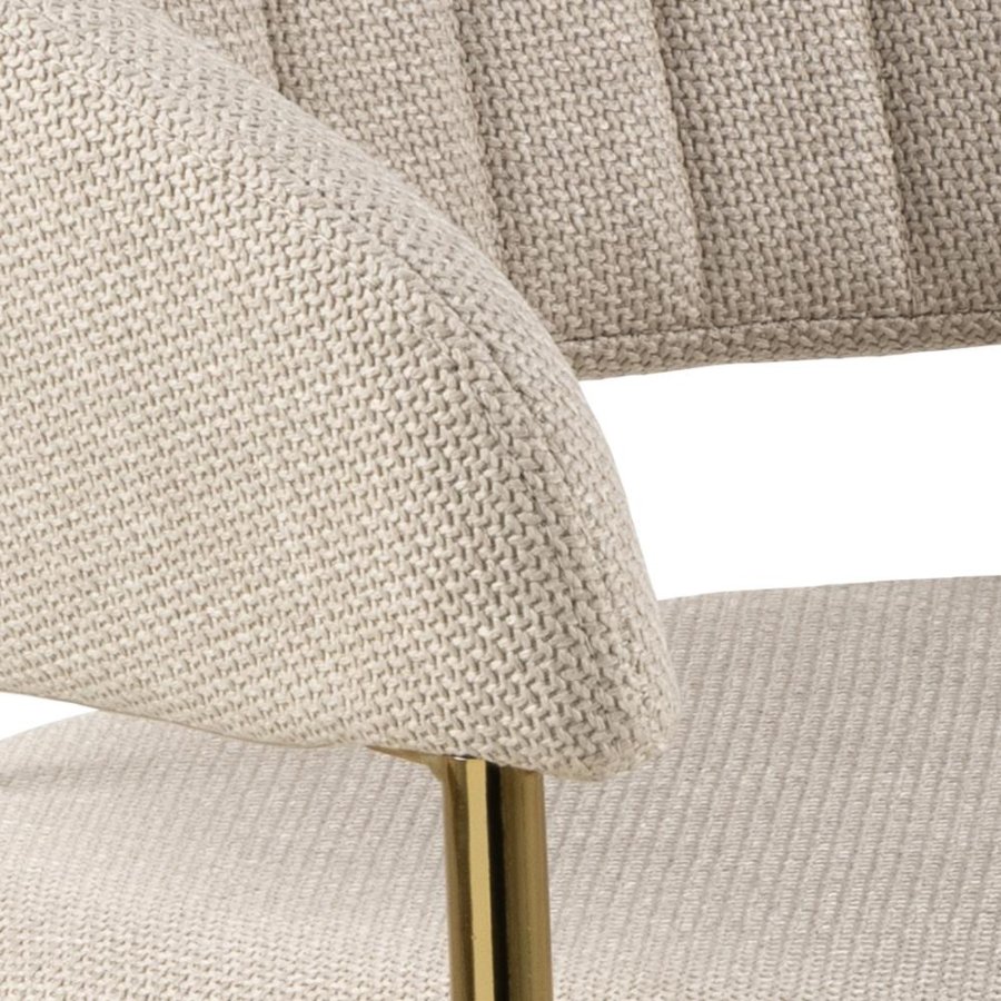 ACT NORDIC Ann spisebordsstol, m. armln - beige polyester og gylden krom metal