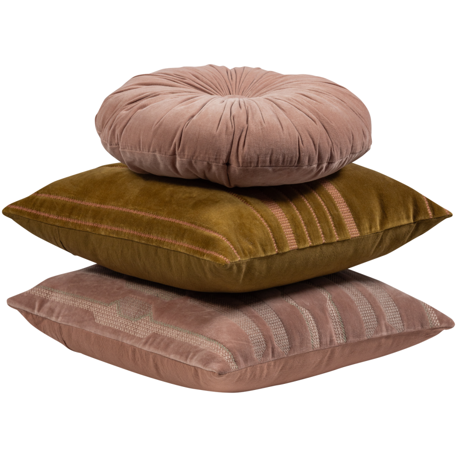 WOOOD Feis Puter Velour Rosa/Natur - Sett med 3