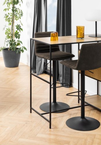 ACT NORDIC Kimmy barstol, m. rygln, fodsttte, drejefunktion - antracitgr stof og sort metal