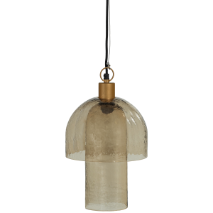 WOOOD Gigi h�nglampa med dubbel sk�rm hamrat glas naturf�rgat