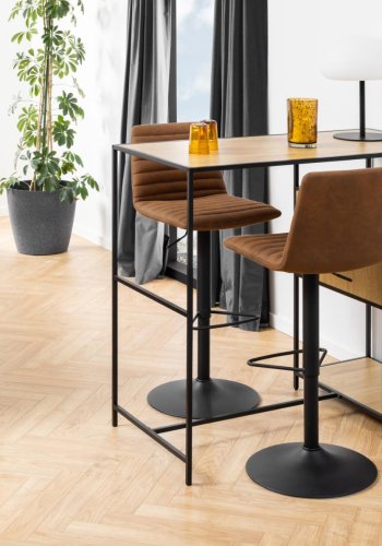 ACT NORDIC Kimmy barstol, m. rygln, fodsttte, drejefunktion - camel brun stof og sort metal