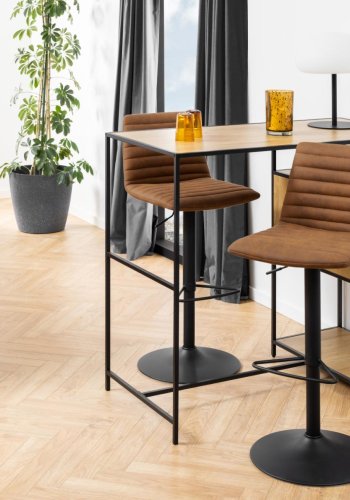 ACT NORDIC Kimmy barstol, m. rygln, fodsttte, drejefunktion - camel brun stof og sort metal