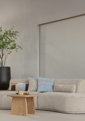 WOOOD Laon Kuddar Velour Natur/Bl� - Set om 3