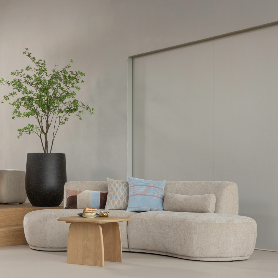 WOOOD Laon Puter Velour Natur/Bl� - Sett med 3