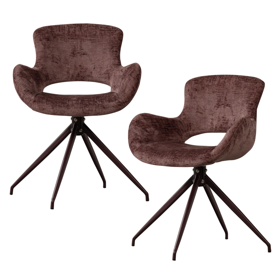 WOOOD Eliva Matstol Struktur Velour Lila - Set om 2