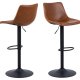 ACT NORDIC I_Oregon Barhocker, mit Rückenlehne, Fußstütze, Drehfunktion - Cognac Vintage PU und schwarzes Metall