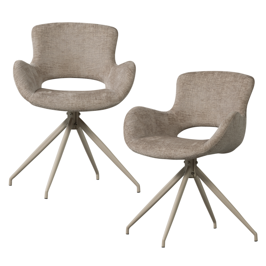 WOOOD Eliva Matstol Struktur Velour Sand - Set om 2