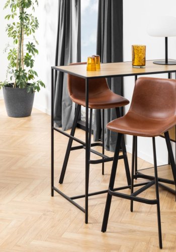 ACT NORDIC I_Oregon barkrakk, m. ryggsttte og fotsttte - cognac vintage PU og svart metall