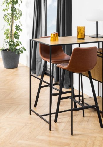 ACT NORDIC I_Oregon barkrakk, m. ryggsttte og fotsttte - cognac vintage PU og svart metall