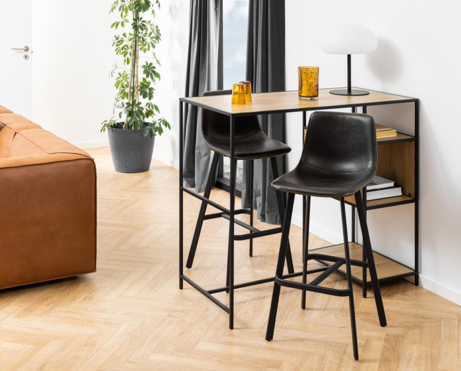 ACT NORDIC I_Oregon barkrakk, med ryggsttte og fotsttte - svart vintage PU og svart metall