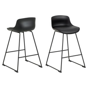 ACT NORDIC Tina bänkstol, med ryggstöd och fotstöd - svart PU/polypropen och svart metall