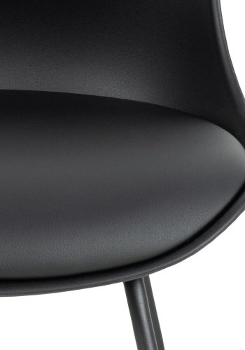 ACT NORDIC Tina Thekenstuhl, mit Rückenlehne und Fußstütze – schwarzes PU/Polypropylen und schwarzes Metall