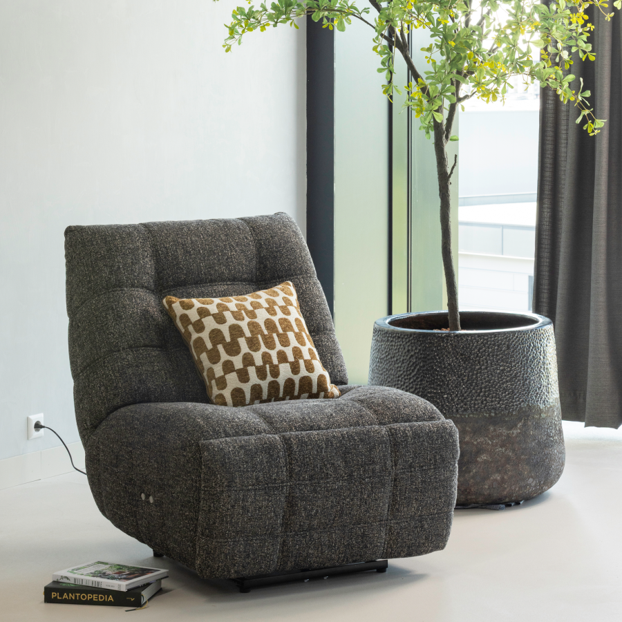 WOOOD Hein elektrisk lenestol antrasitt/brun melert