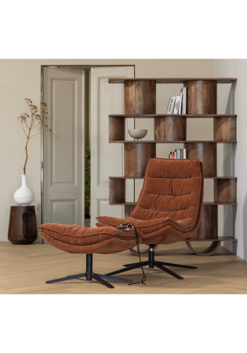 WOOOD Kube svingstol med heklede armlener, brun