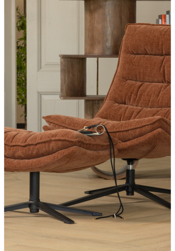 WOOOD Kube svingstol med heklede armlener, brun