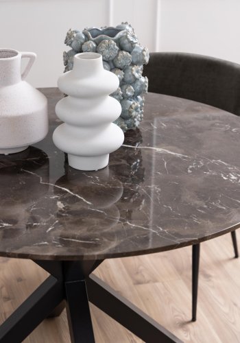 ACT NORDIC Heaven spisebord, rundt - brun Emperador marmor og svart metall (120)