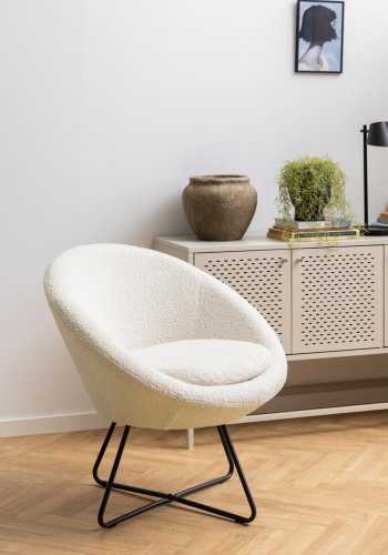 ACT NORDIC Center lenestol, med armlener - krem polyester og sort metall