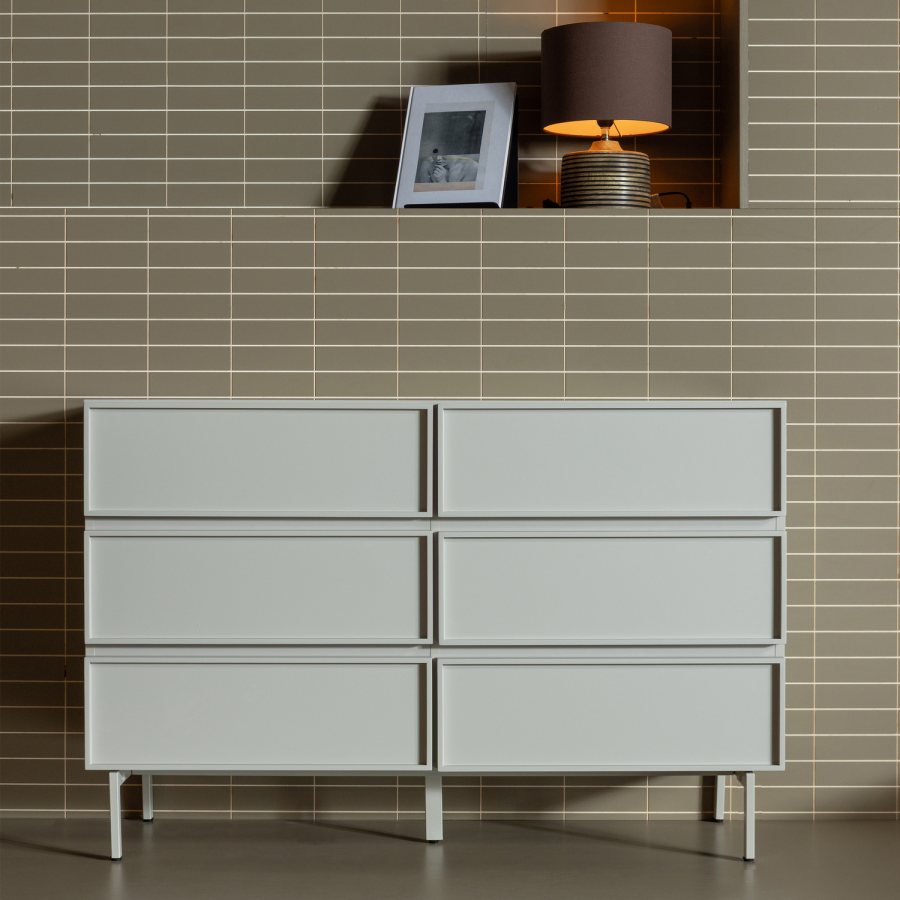 WOOOD Tours Kommode med 6 skuffer, melamin/MDF, sand