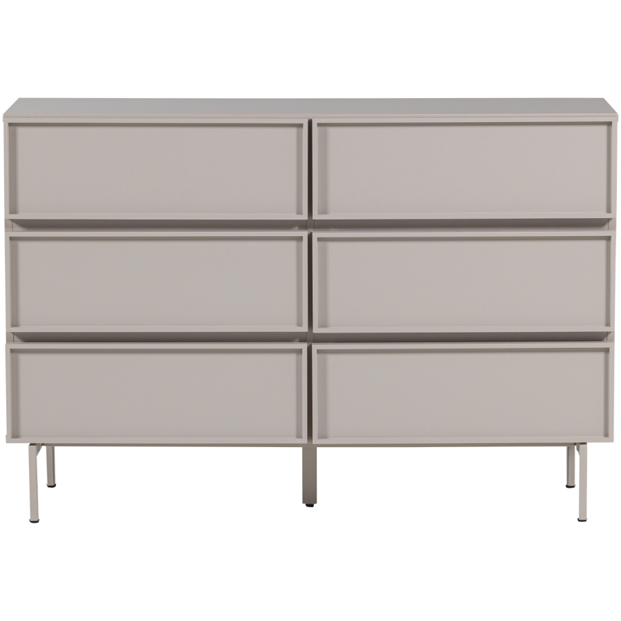 WOOOD Tours Kommode med 6 skuffer, melamin/MDF, sand