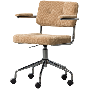 WOOOD Kova kontorsstol v&auml;vd ribbad tyg m&ouml;rk sand