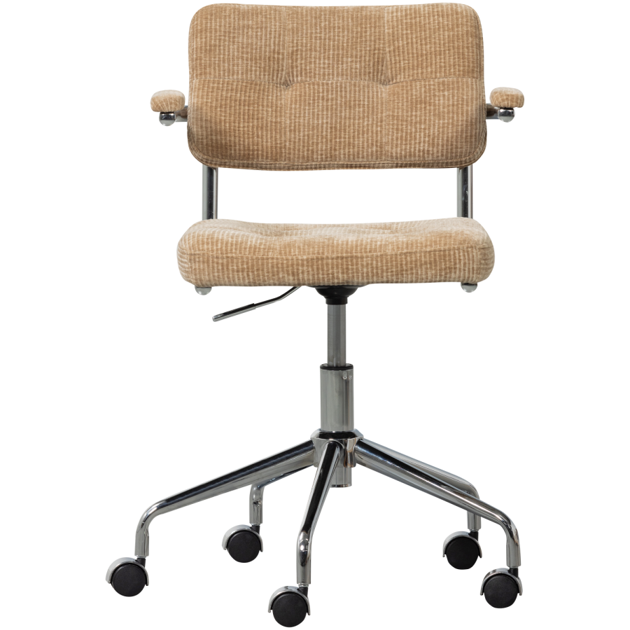 WOOOD Kova kontorstol vevd ribbet stoff m�rk sand