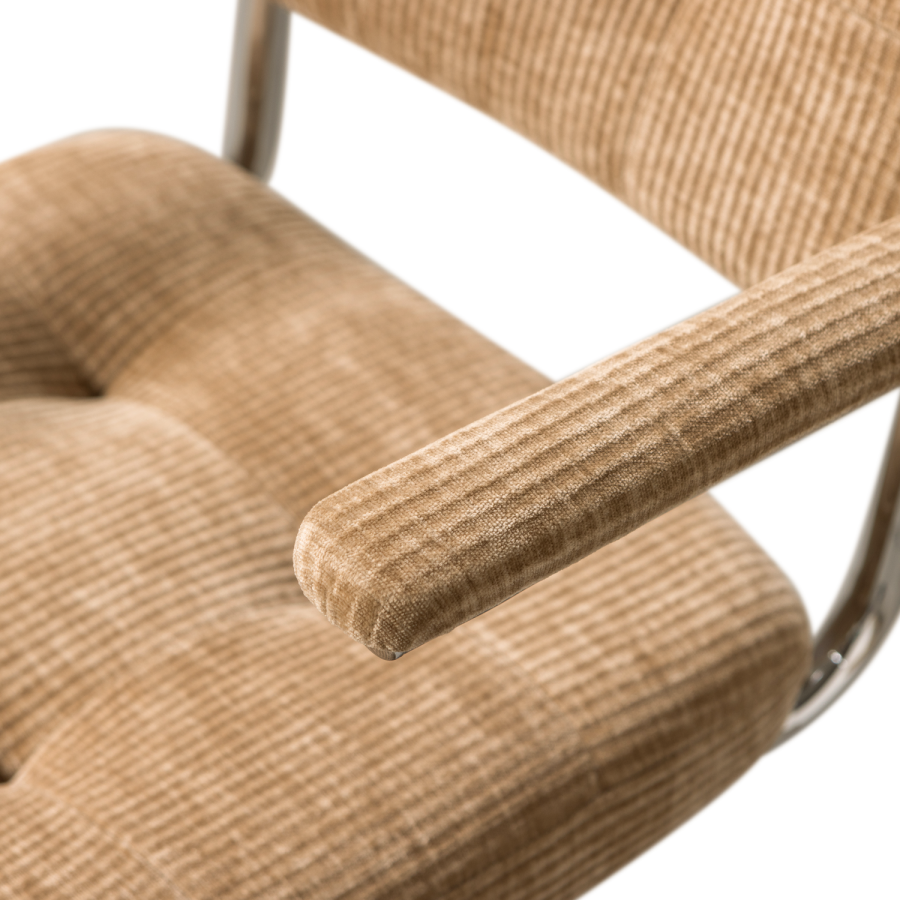 WOOOD Kova kontorstol vevd ribbet stoff m�rk sand