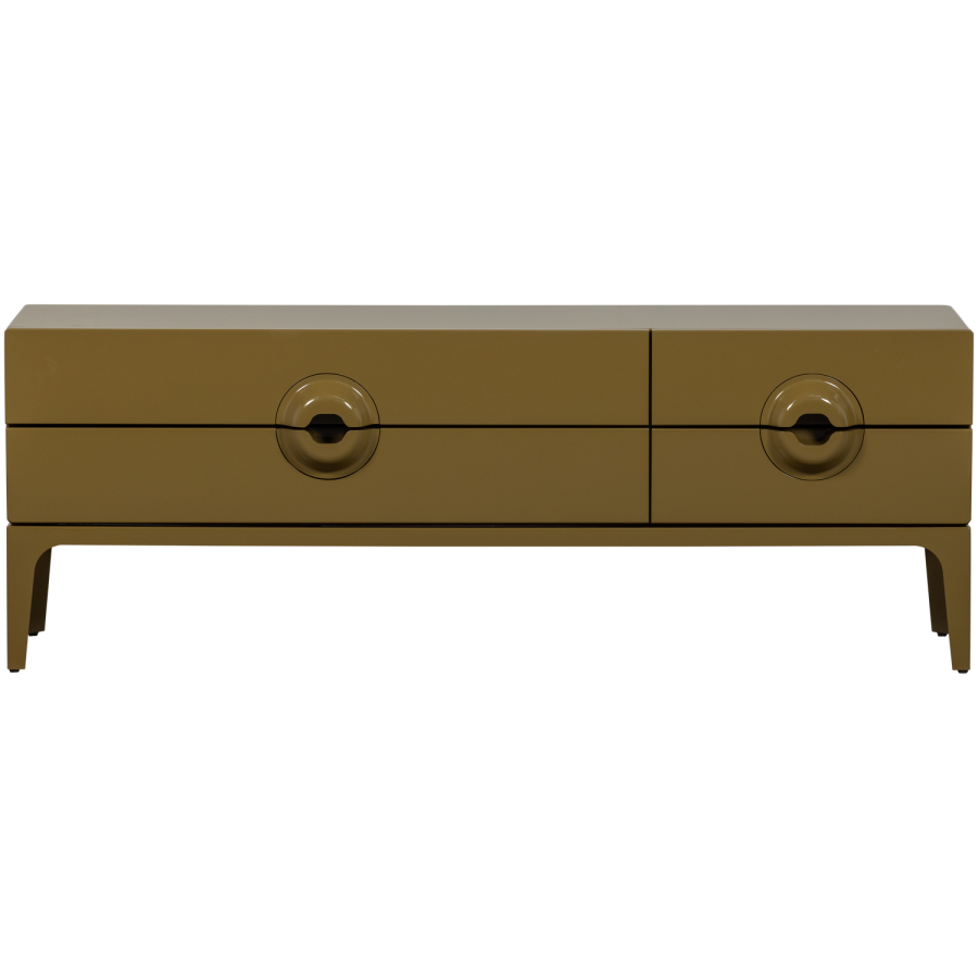 WOOOD Merge TV-benk i eukalyptustre, honninggul