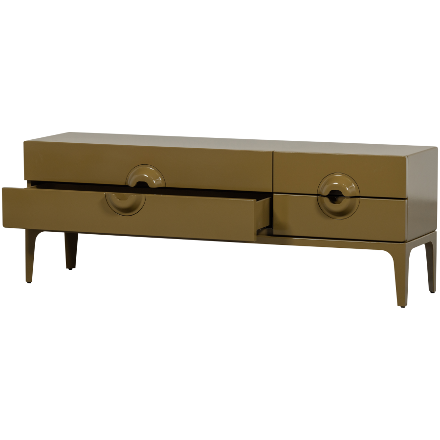 WOOOD Merge TV-benk i eukalyptustre, honninggul