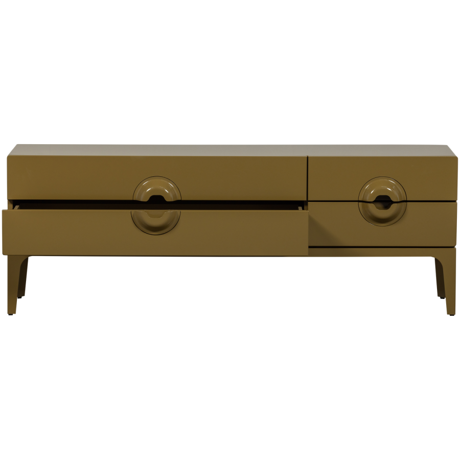 WOOOD Merge TV-benk i eukalyptustre, honninggul