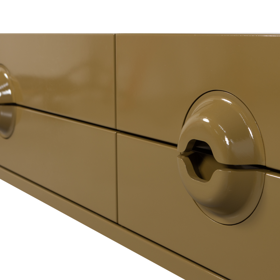 WOOOD Merge TV-benk i eukalyptustre, honninggul