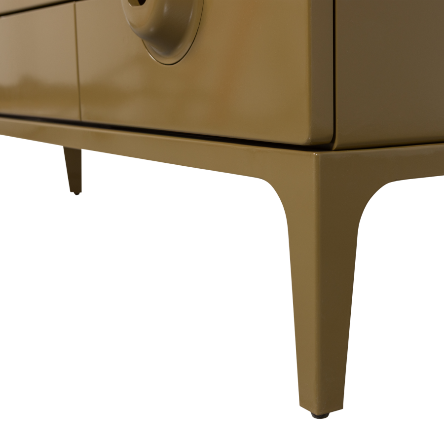 WOOOD Merge TV-benk i eukalyptustre, honninggul