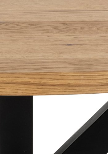 ACT NORDIC Heaven Esstisch, rund – natürliches Wildeichenfurnier und schwarzes Metall (120)