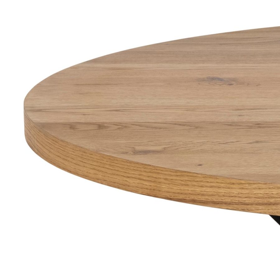 ACT NORDIC Heaven Esstisch, rund – natürliches Wildeichenfurnier und schwarzes Metall (120)