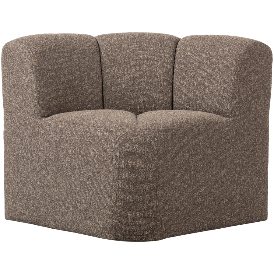 WOOOD Mojo spisebenk hj�rne med ryggst�tte boucl&eacute; brun melert