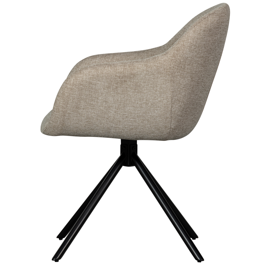 WOOOD Grant-Jaki spisebordsstolen, m. armln - sand polyester og sort metal