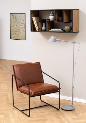 ACT NORDIC Seaford vghylde, m. 7 hylder - natur vild eg papir og sort metal (45x95)