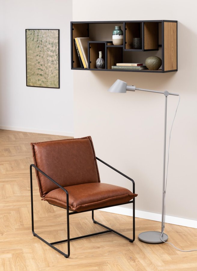 ACT NORDIC Seaford vghylde, m. 7 hylder - natur vild eg papir og sort metal (45x95)