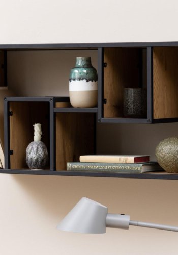 ACT NORDIC Seaford vghylde, m. 7 hylder - natur vild eg papir og sort metal (45x95)