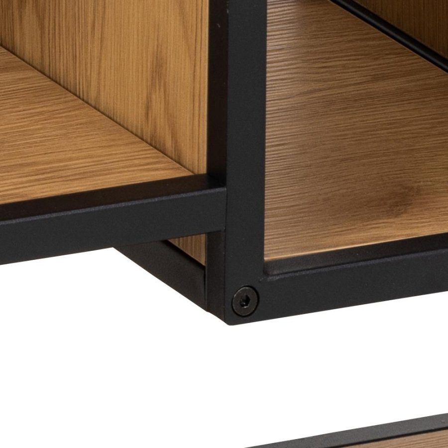 ACT NORDIC Seaford vghylde, m. 7 hylder - natur vild eg papir og sort metal (45x95)